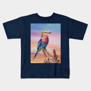 Lilac-breasted Roller Bird Painting Kids T-Shirt